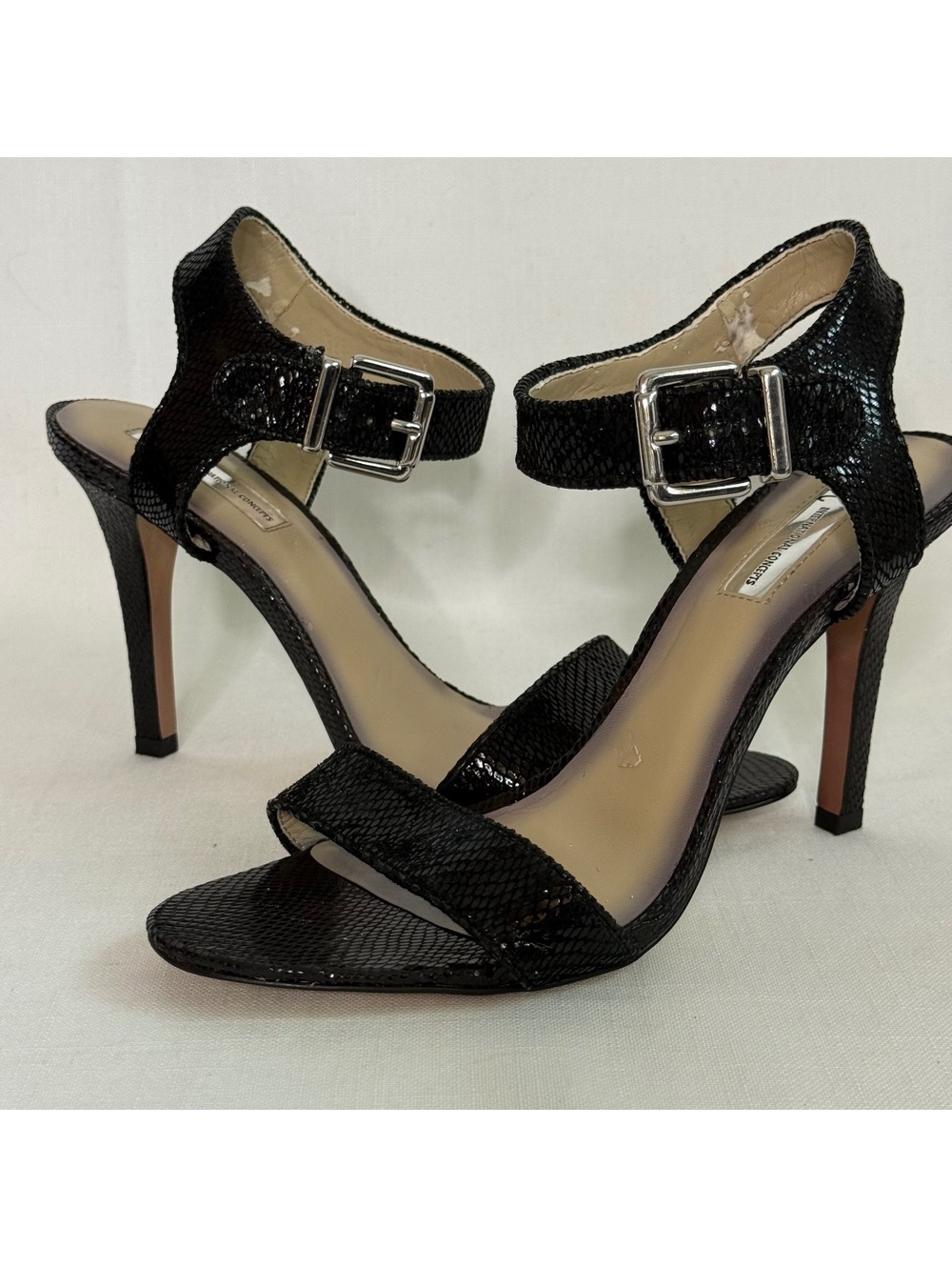 INC International Concepts Black Snake Print Strappy Party Heels 9M